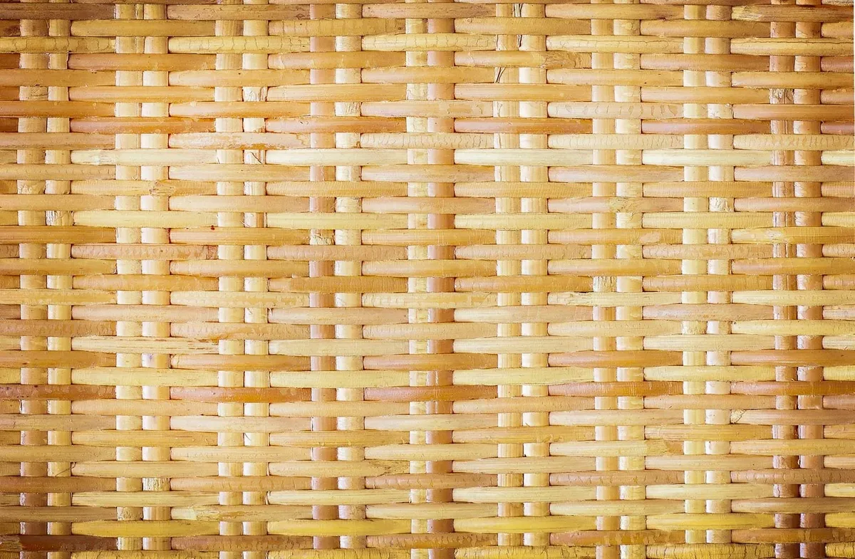 Close-up of natural woven rattan cane
